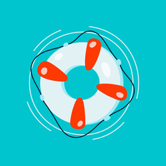 Flat lifebuoy, inflatable swimming ring. Vector illustration