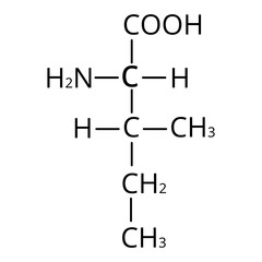 Wall Mural - Isoleucine amino acid. Chemical molecular formula isoleucine amino acid. Vector illustration on isolated background