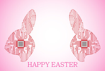 Wall Mural - Happy easter. Abstract rabbit. Rabbit in the form of an electronic circuit. Vector rabbit.