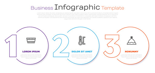 Canvas Print - Set line Sauna bucket, thermometer and hat. Business infographic template. Vector