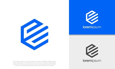 Initials E logo design. Initial Letter Logo. Hexagon logo concept.