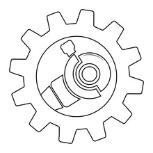 Simple Illustration Of Electric Angle Grinder In Gear Icon