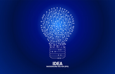 Poster - Vector light bulb from dot connect line circuit board. Concept of business plan and creative idea.