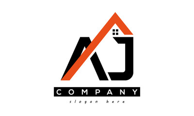 initial AJ letter real estate construction logo vector