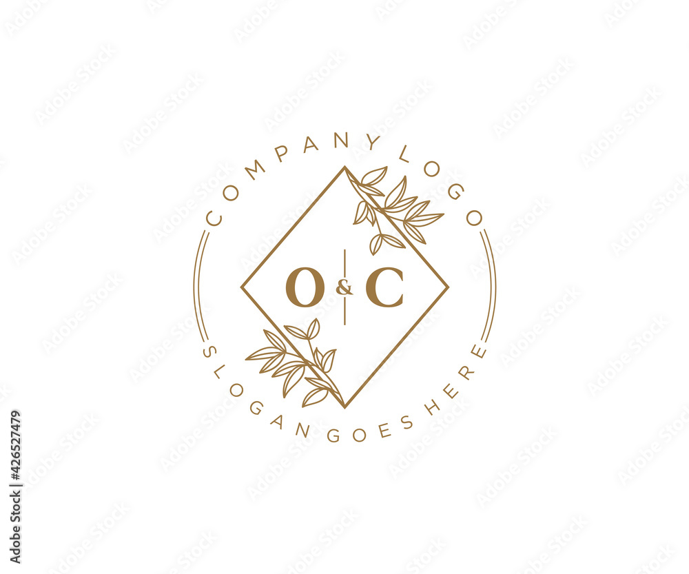 initial OC letters Beautiful floral feminine editable premade monoline ...