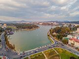 Fototapeta Na ścianę - Aerial view of Dalat city. The city is located on the Langbian Plateau in the southern parts of the Central Highlands region of Vietnam