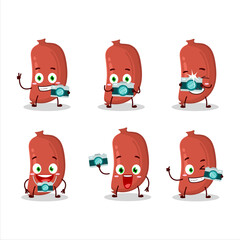 Sticker - Photographer profession emoticon with sausage cartoon character