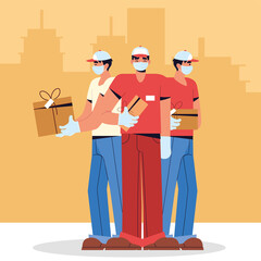 Wall Mural - delivery team people