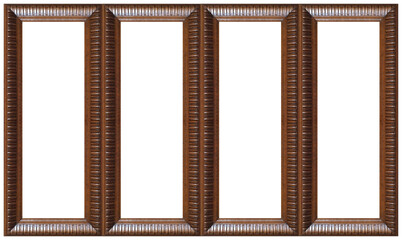 Wooden frame (polyptych) for paintings, mirrors or photo isolated on white background. Design element with clipping path