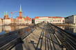 Hansestadt Lübeck; Altstadtblick von der Obertravenbrücke mit St. Marien und St. Petri