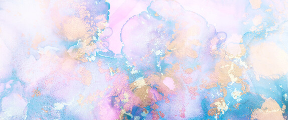 Wall Mural - art photography of abstract fluid art painting with alcohol ink, pastel colors