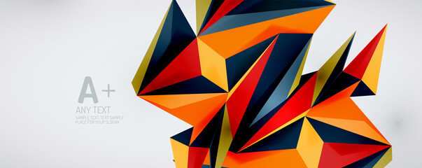 Vector triangle geometric backgrounds. Low poly 3d shape on light backdrop. Vector illustration for covers, banners, flyers and posters and other designs