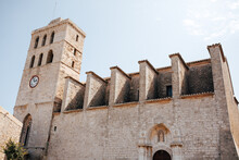 Catedral De Eivissa (Ibiza Cathedral), Ibiza Old Town. Gothic Style. Spain Attractions. 