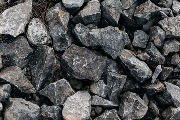 Wall Mural - Mining process. Rocks for mining. Big gray limestone.