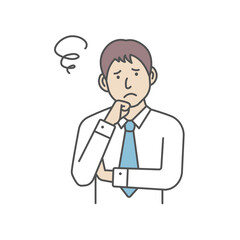 Poster - Vector Illustration of young businessman in trouble or confused.