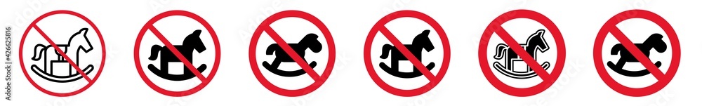 Prohibition Sign Toy Playing Forbidden Icon Set | Rocking Horse ...