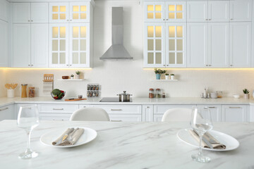 Sticker - Elegant kitchen interior with modern stove and stylish furniture