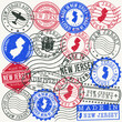 New Jersey, USA Set of Stamps. Travel Passport Stamps. Made In Product. Design Seals in Old Style Insignia. Icon Clip Art Vector Collection.