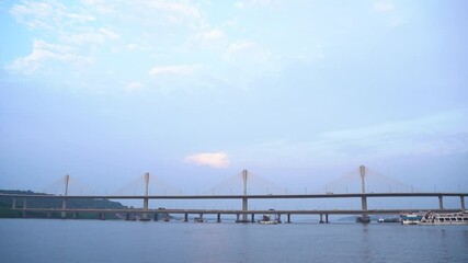 Canvas Print - Mandovi River Bridge in daylight, also known as Atal Setu.