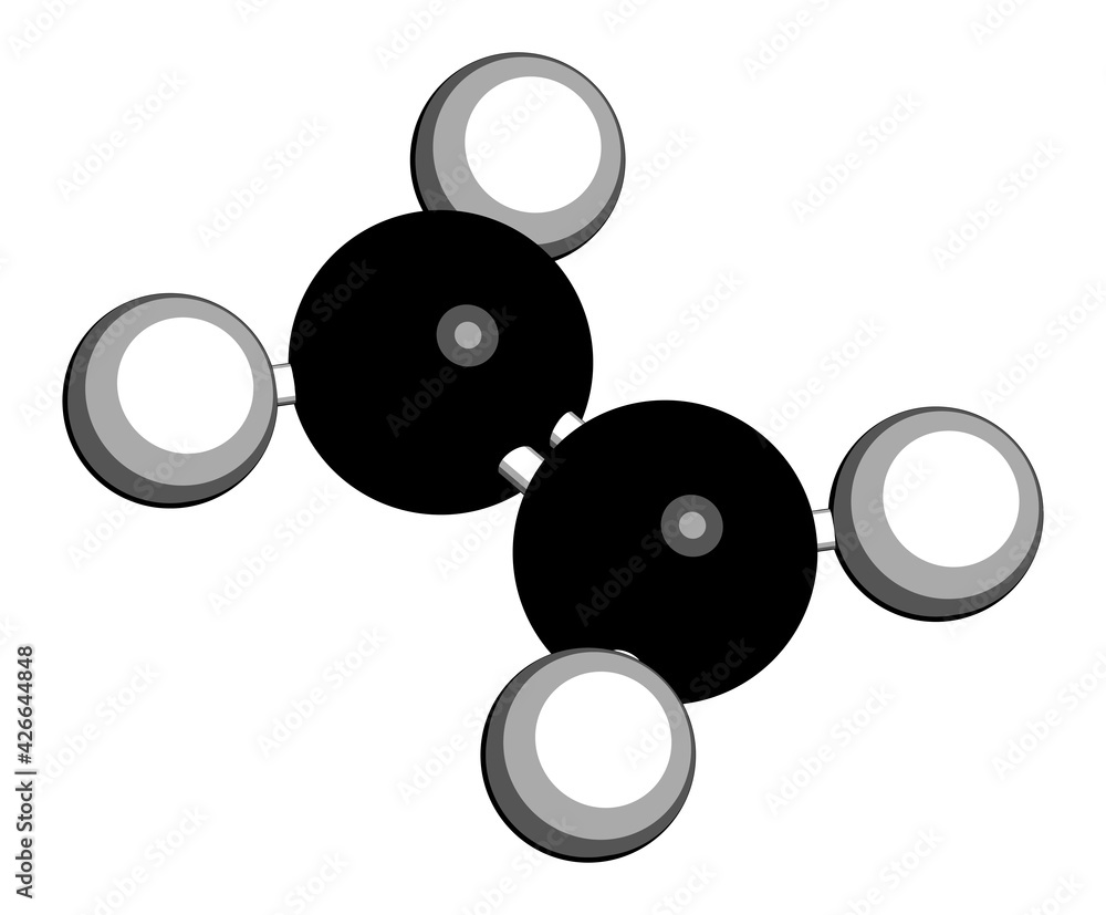Ethylene (ethene) molecule. Used in production of polyethylene but also ...