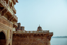 Ramnagar Fort With Carved Arches And Balconies In Varanasi, India