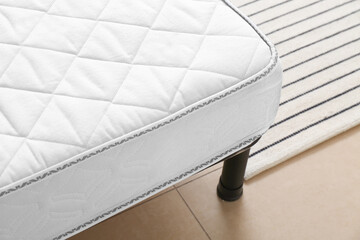 Poster - Soft orthopedic mattress on bed in room, closeup