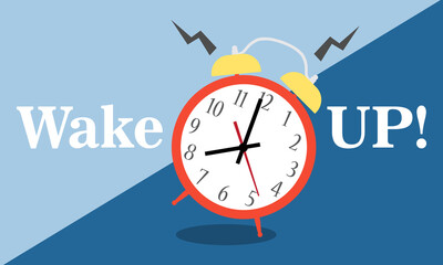 Wall Mural - Alarm clock red wake-up time. Vector