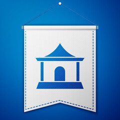 Sticker - Blue Traditional chinese house icon isolated on blue background. White pennant template. Vector