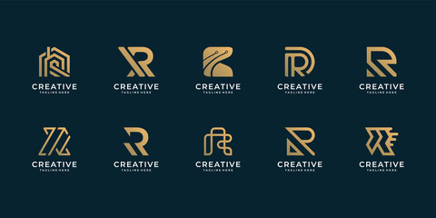 Sticker - Set of letter r logo design collection for company branding