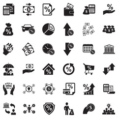 Loan Icons. Black Flat Design. Vector Illustration.