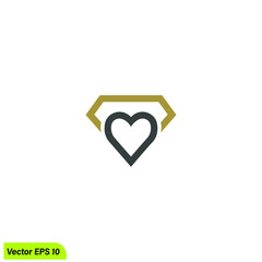 Sticker - diamond heart logo simple design element