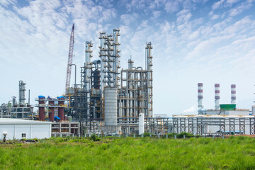 gas processing factory. landscape with gas and oil industry