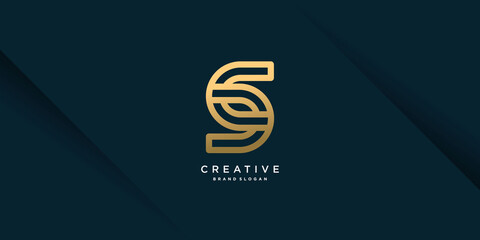 S logo with creative golden concept for company Premium Vector part 9