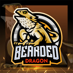 Poster - Bearded dragon mascot. esport logo design