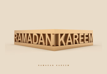 Wall Mural - golden 3d ramadan kareem text banner