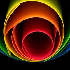 Wall Mural - Rolled color paper sheets abstract macro view