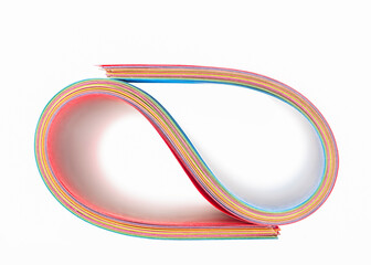 Wall Mural - Abstract macro view of a bundle of curved color paper sheets 