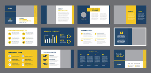 Wall Mural - Business Presentation Brochure Guide Design or Pitch Deck Slide Template or Sales Guide Slider