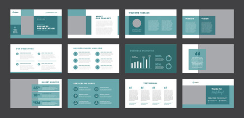 Wall Mural - Business Presentation Brochure Guide Design or Pitch Deck Slide Template or Sales Guide Slider