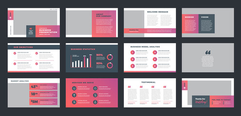 Wall Mural - Business Presentation Brochure Guide Design or Pitch Deck Slide Template or Sales Guide Slider