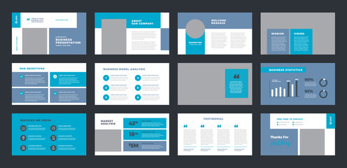 Wall Mural - Business Presentation Brochure Guide Design or Pitch Deck Slide Template or Sales Guide Slider