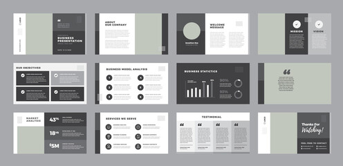 Wall Mural - Business Presentation Brochure Guide Design or Pitch Deck Slide Template or Sales Guide Slider