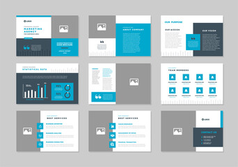 Wall Mural - Business Presentation Brochure Guide Design or Pitch Deck Slide Template or Sales Guide Slider