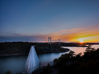 Bridge to Tjörn island at sunset. Shot on Sweden west coast, Bohuslän, Scandinavia