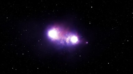 Wall Mural - young triple star system. travel through unknown space, animation
