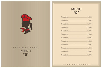 Wall Mural - template restaurant menu design with lady chef