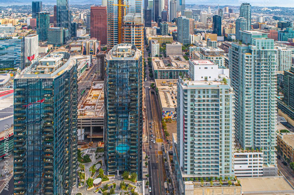 Aerial Shot of Downtown Los Angeles California. Beautiful stunning ...