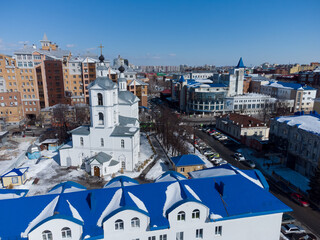 Wall Mural - Aerial view on Archangel Michael Church. Tyumen