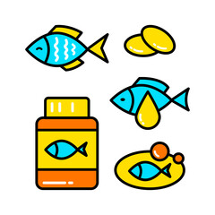 Wall Mural - fish oil icon set