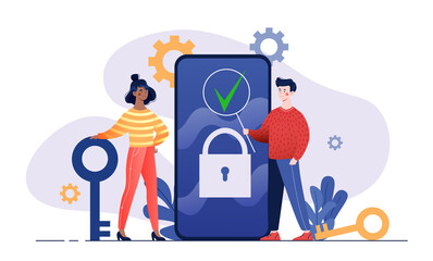Wall Mural - professional team check devices for spy app.